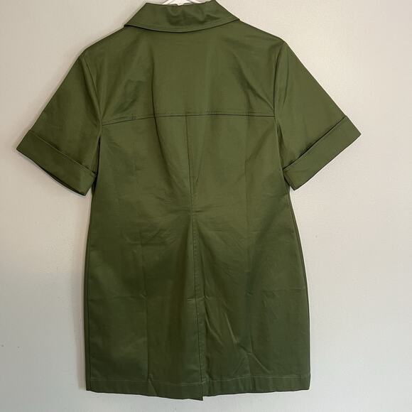 NWT J Crew Gamine Button Down Shirt Dress Olive Stretch Twill Size 8 Fall - Picture 13 of 14